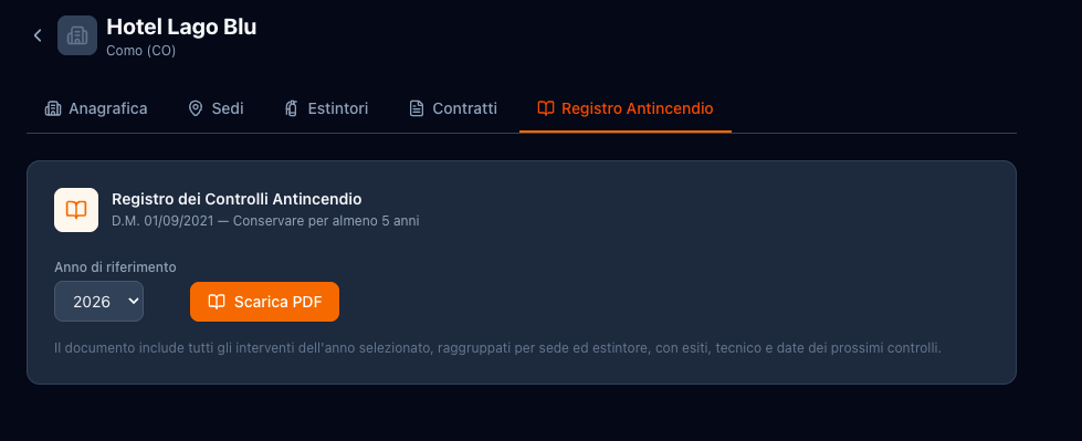 Registro antincendio in PDF